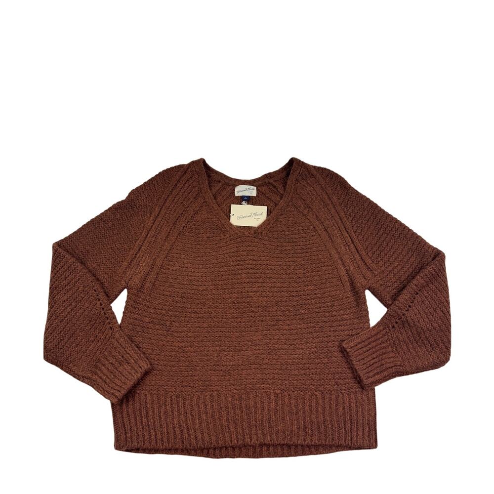 Universal Thread V-Neck Ribbed Fuzzy Soft Pullover Sweater Women's Size Small